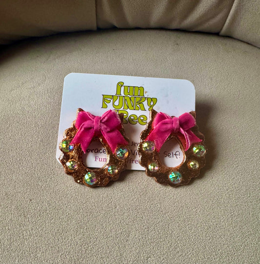 Funky Wreath - Rose Gold/Pink Bow